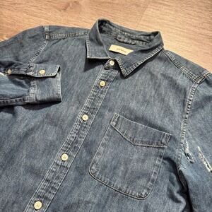 Buck Mason Shirt Mens Medium Blue Denim Chambray Long Sleeve Button Casual Adult